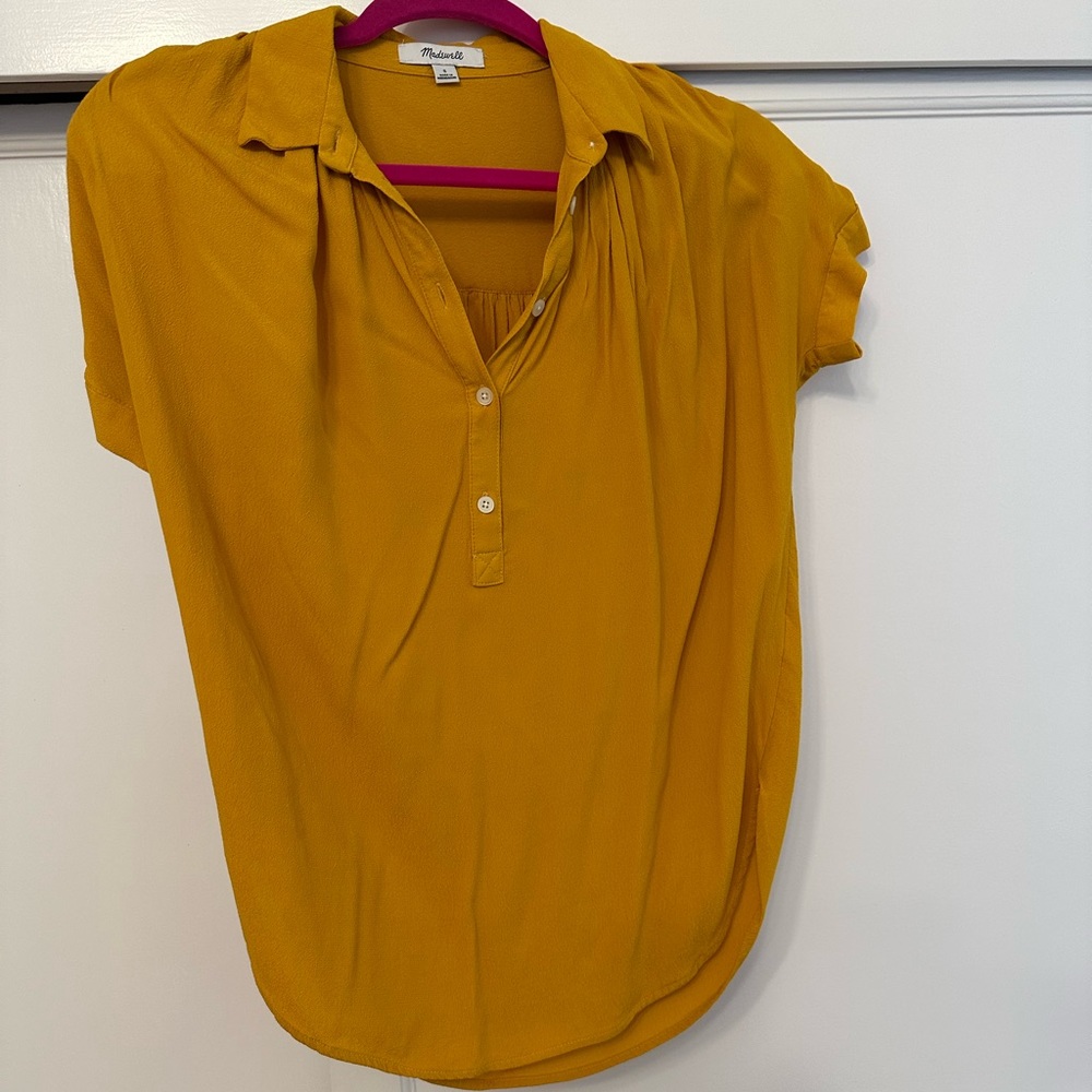 Madewell mustard collar blouse